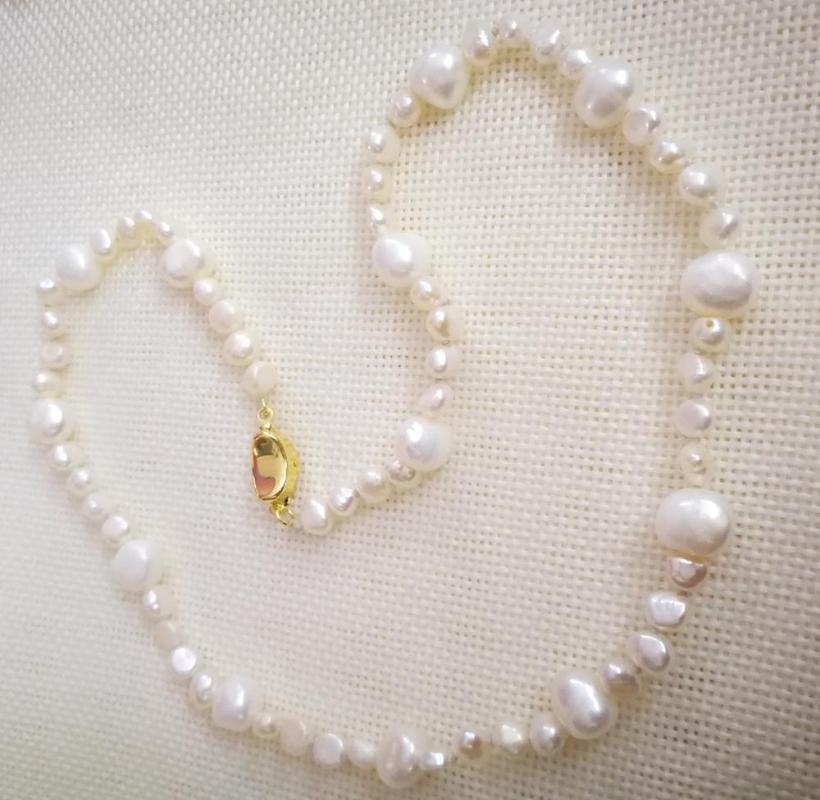 925 ruban fermoir 17/" 3 brins 8 mm Blanc Collier De Perles