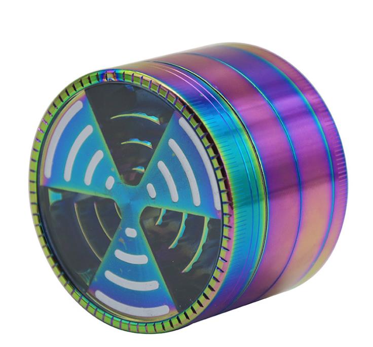 

New Type Zinc Alloy Radio Tooth Blending Colorful Smoke Grinder 63MM Four-Layer Ice Blue Metal Smoke Grinder