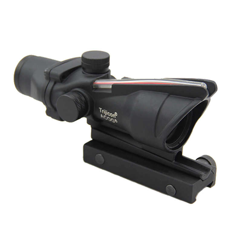 

Tactical ACOG 4X32 Fiber Source Optics Red Illuminated Chevron Glass Etched Reticle Real Red Fiber Hunting Rifle Scope299E, Black