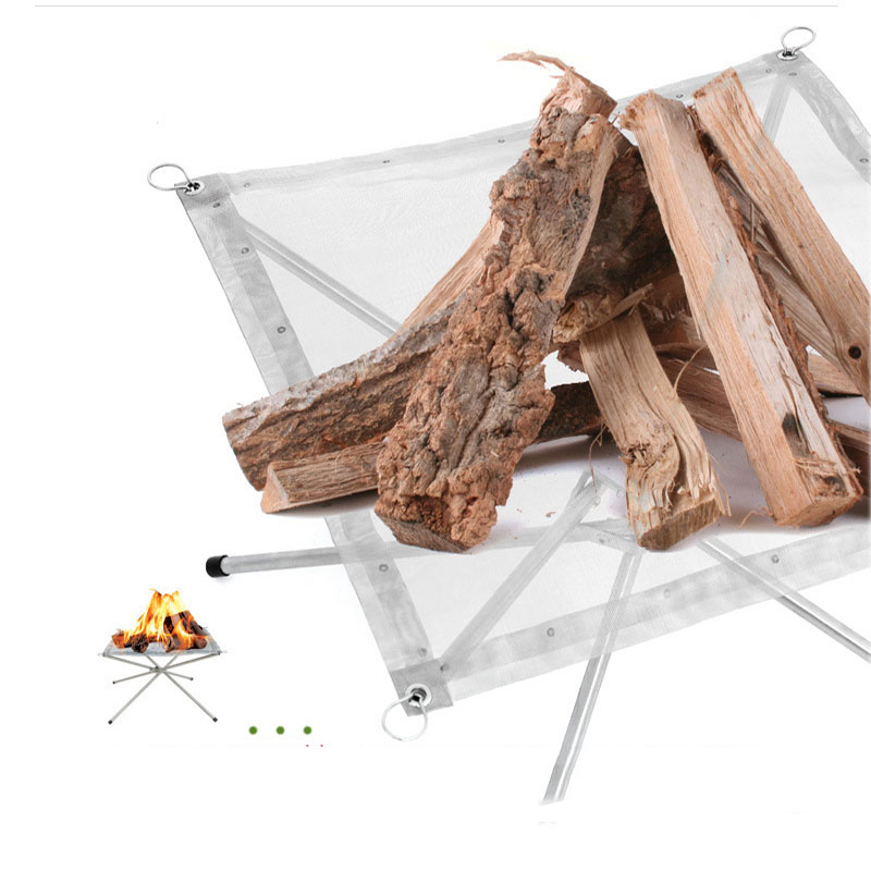 

Outdoor portable fire rack folding grill stainless steel point charcoal stove super light grid heating wood stove