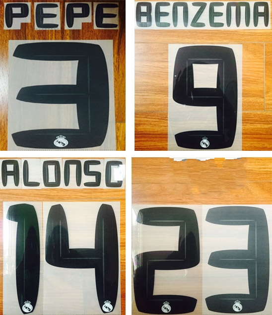 

10 11 Real Madrid printing Ronaldo font name number black soccer nameset BENZEMA ALONSO player's hot stamping retro printed plastic sticker