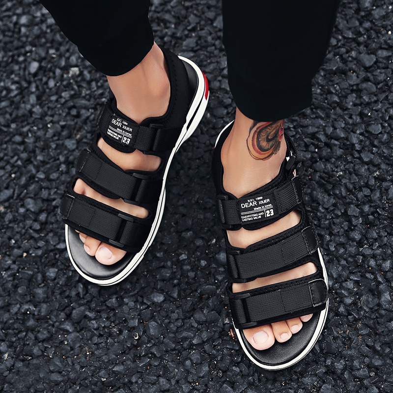 

Hot Sale-Fashion Basic Low Front Rear Strap Beach Sandals Hook Loop Casual Sewing Breathable Shoes, Red
