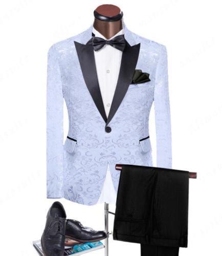 

Classic Jacquard Peak Lapel Wedding Tuxedos Slim Fit Suits For Men Groomsmen Suit Two Pieces Prom Formal Suits (Jacket+Pants) 799, Same as image