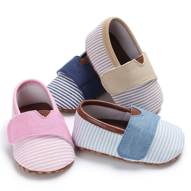 

Fashion Active Toddler Baby Girls Casual Canvas Crib Striped Hook Shoes 4 Style Newborn Soft Sole Sneakers Outfit 0-18M