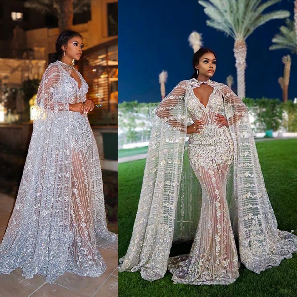 

2020 Crystal Mermaid Beach Wedding Dresses With Wrap V Neck Lace Sweep Train Pears Sequins Boho Wedding Bridal Gowns robes de mariée, Water melon