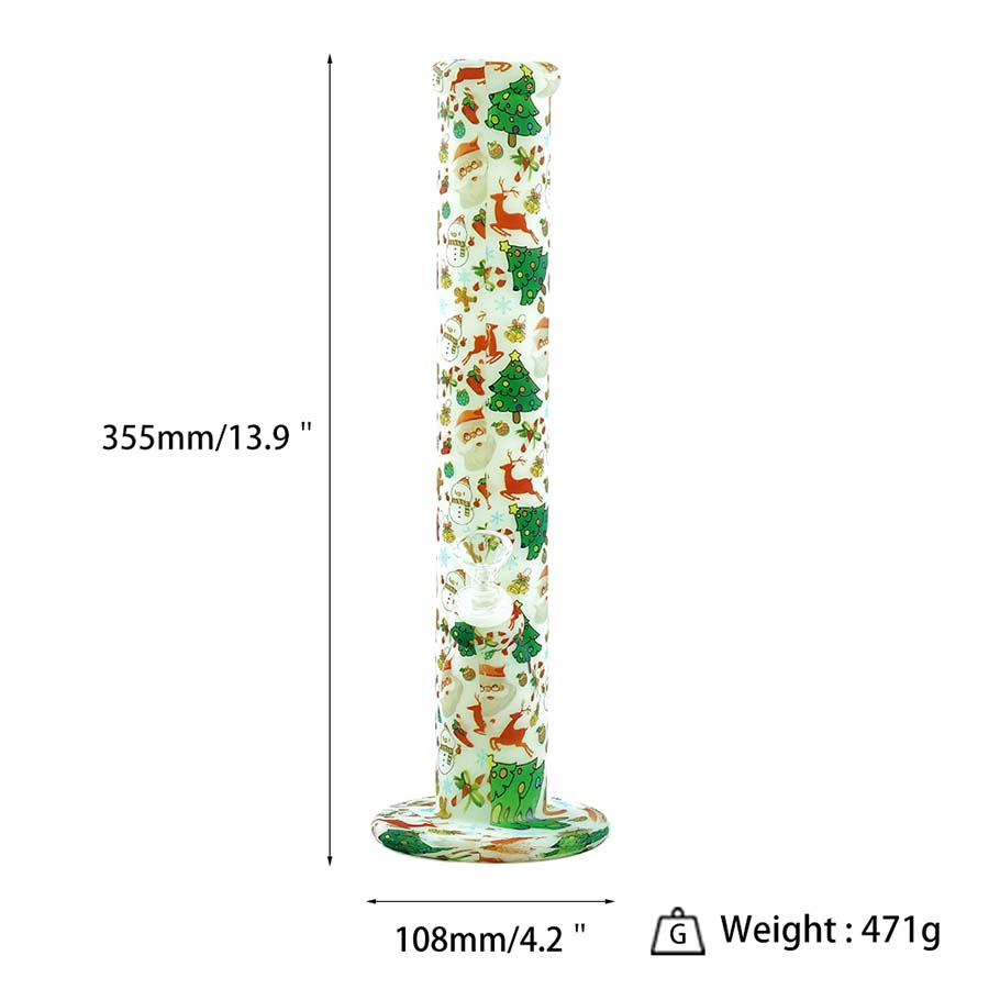 

Glowing the dark Christmas smoking pipe water pipe silicone beaker bong with glass bowl 4 different styles unbreakable