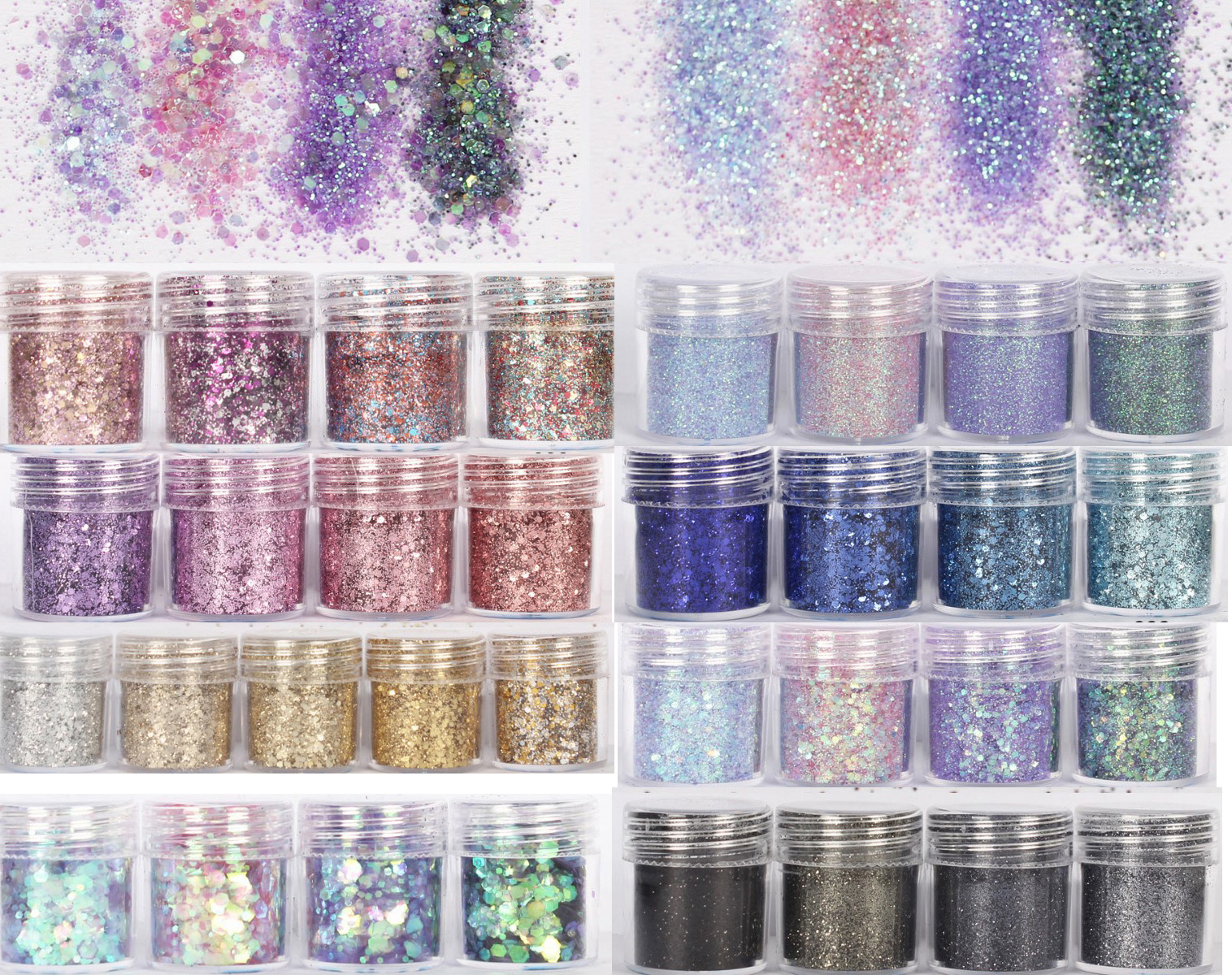 

(10ml/jar) 3D Nail Art Sequins Mixed Glitter Powders Sequin Powder For Nails Decoration Holographic Effect