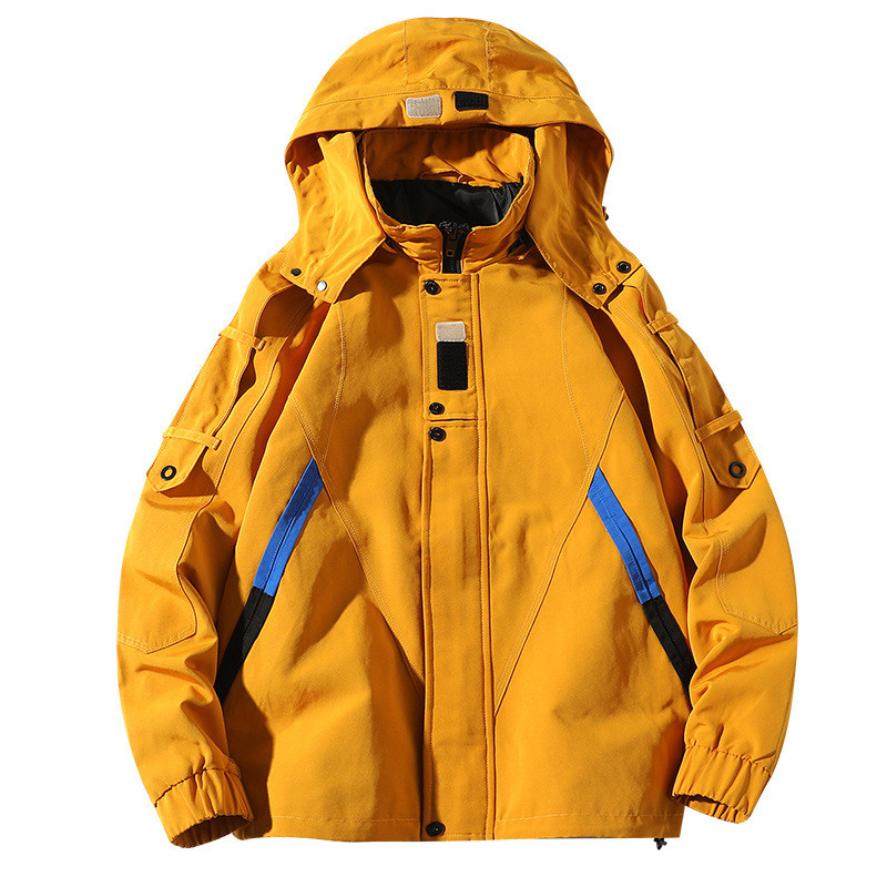 

MORUANCLE Fashion Men's Hip Hop Jackets Casual Cargo Jacket Outerwear For Male With Removable Hood Autumn Winter Clothing -4XL, Beige