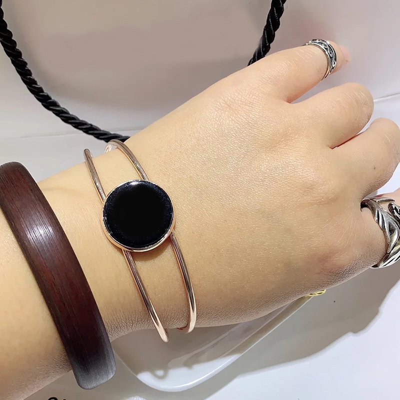 

Copper bottom simple open bracelets C Bangle fashion hand rings Jewelry Accessories for ladies collection bracelets items vip gift, Black