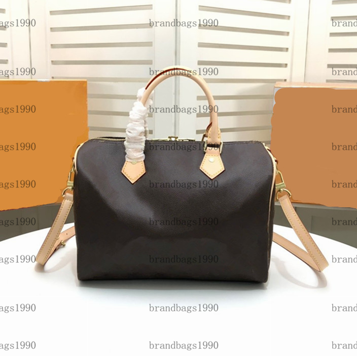 

35CM 30CM 25CM 20CM Classical fashion Bags Women traveling Bag genuine leather Trim luggage duffel bag Canvas handbag 40391, Brown print