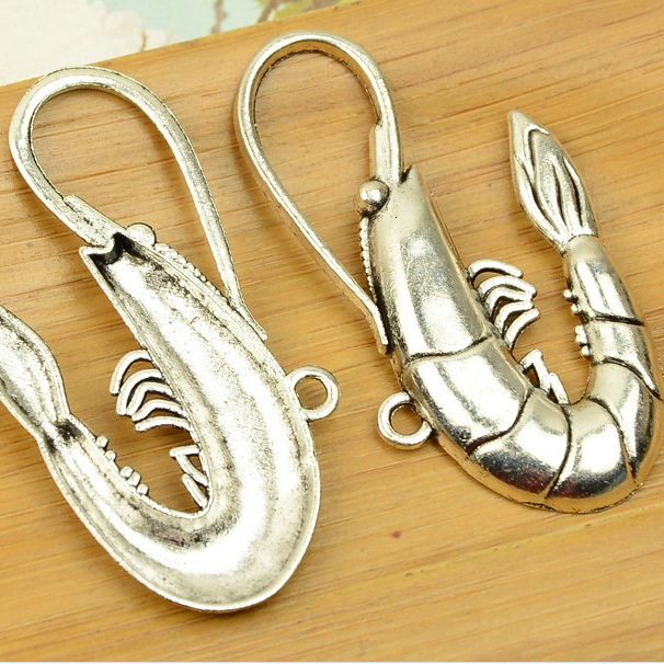 

B5199 29*57mm Shrimp Ancient Silver Combine Gold Product Parts 50 Individual / Package 5.1 g