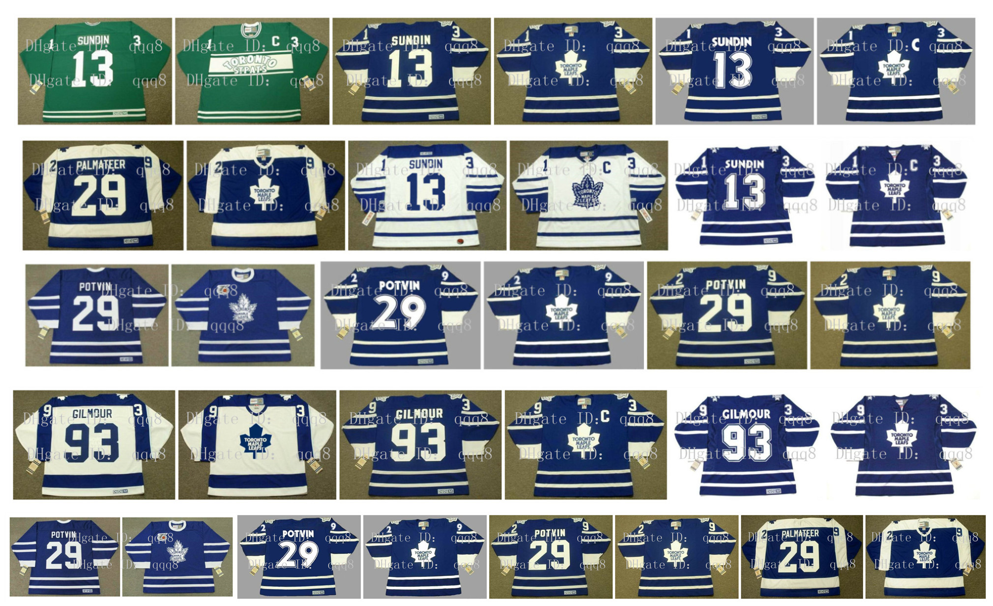 

Vintage Toronto Maple Leafs Jersey 29 FELIX POTVIN 13 MATS SUNDIN 93 DOUG GILMOUR 31 CURTIS JOSEPH 29 MIKE PALMATEER Hockey Jerseys, As pic