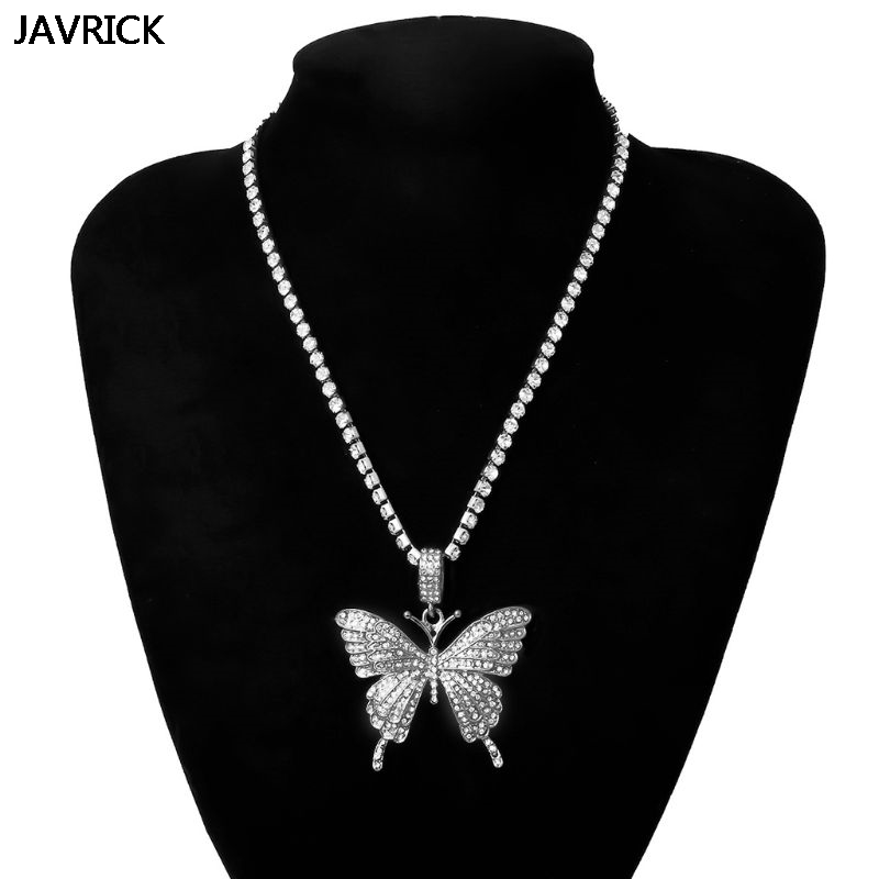 

Sparking Fully Iced Out Crystal Pave Butterfly Pendant Cubic Zircon 3D Butterfly Pendant Necklace Fashion Jewelry For Women Lady