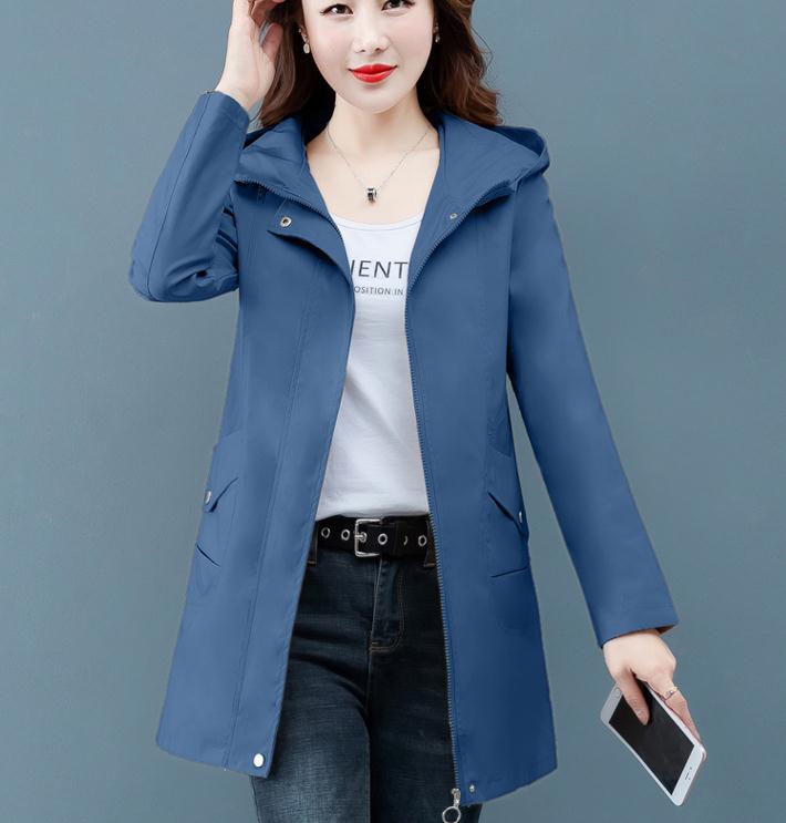 

2020 spring and autumn with New style fashion Long sleeve hooded Women's Windbreaker coat, Black