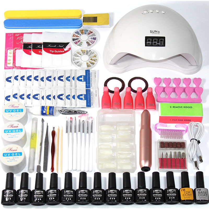 

nail set Choose12 Colors Gel Nail Polish Acrylic Set Electric Drill Manicure Setnail 36W /48W/54W LED Polish UV Light