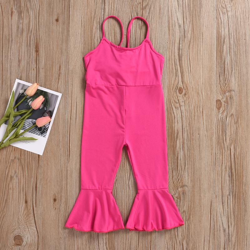 

Baby Girls Cotton Sleeveless Jumpsuit with Bowknot 1-6Y Kids Children Summer Casual Regular Fit Stretchy Flared Playsuit, Pink