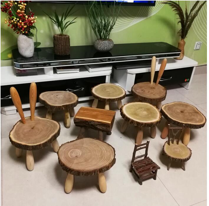 Creative wooden small bench children's Furniture solid wood shoes stool rabbit stools Zakka rural style living room decoration-image-522926263