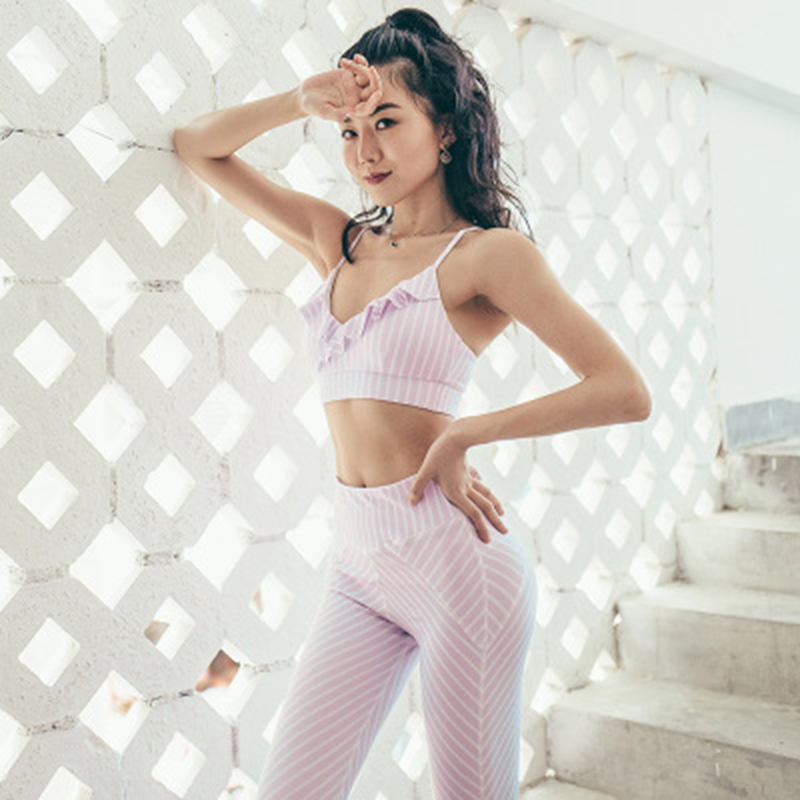

Seamless Yoga Set Women Fitness Clothing Sportswear Woman Gym Leggings Push-up Strappy Sports Bra 2 Pcs Sports Suits, Pink