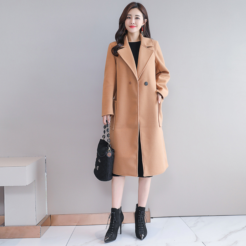 

Temperament Popular Fashion Botton Outerwear Warm Women Winter Jacket Woolen Coat Wool Coat Turn-Down Collar Female 2019 New, Gray