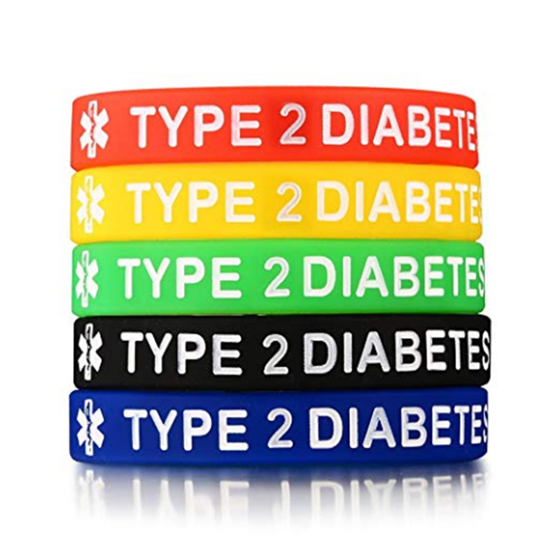 

1pcs Type 2 diabetes Allergy wristbands Diabetic dependent alert awareness Silicone Bracelet Wristbands