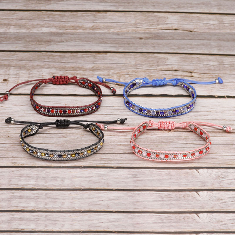 

Power Kniss Crystal Bracelet Wax String Manual Weave Chain Bracelet