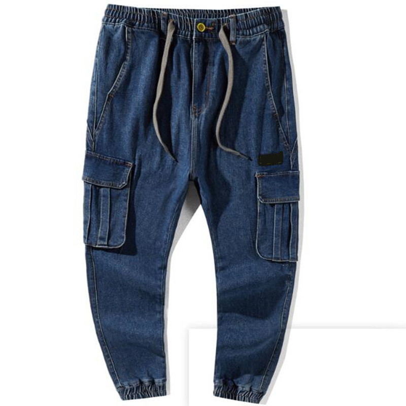 

Loose Jeans Men's Casual Denim Pants Hip Hop Harem Jeans Elastic Waist Male Trousers Blue Plus Size 44 46
