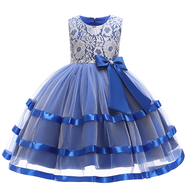 

2020 Flower Girls Dresses Kids Royal Blue Layered Tulle Party Wedding Ball Gown Formal Girls Dresses Bebe Vestido, Red;yellow