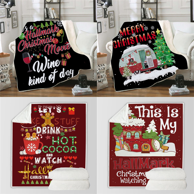 

8 styles Christmas 3D Printed Blanket Winter Wearable Hooded designer blanket Warm Decoration Soft Bed Home Sofa Blanket Wholesale JY761, #01