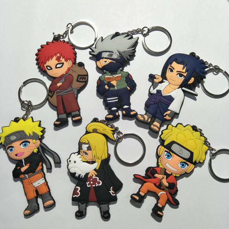 

Naruto Keychain Naruto Kakashi I Love Luo Zuo Help Key Ring Double-sided Soft Rubber Activity Promotional Gifts, Silver