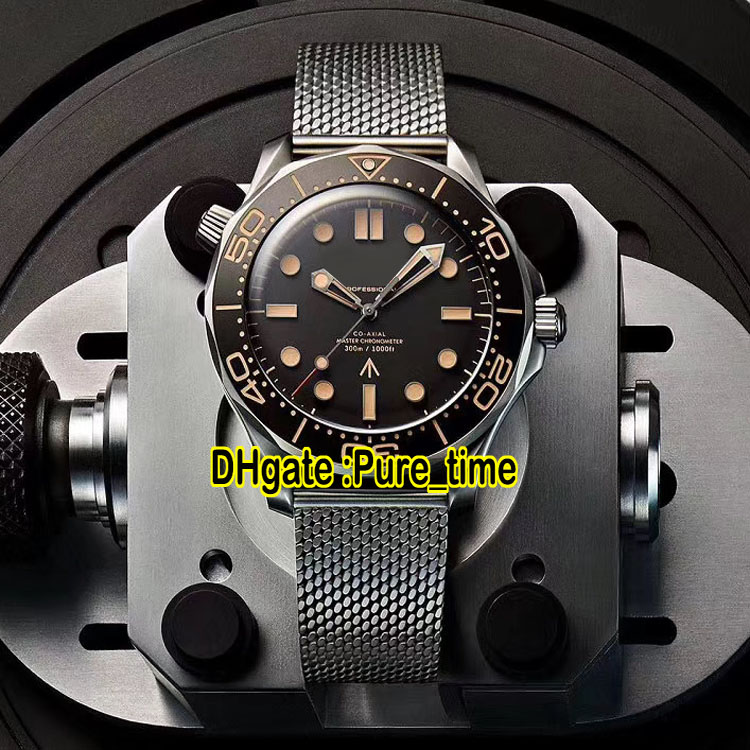 

New Diver 300M 007 James Bond "No Time to Die" Limited Edition Black Dial Miyota 8215 Automatic Mens Watch Mesh Strap 210.90.42.20.01.001, Custom waterproof service