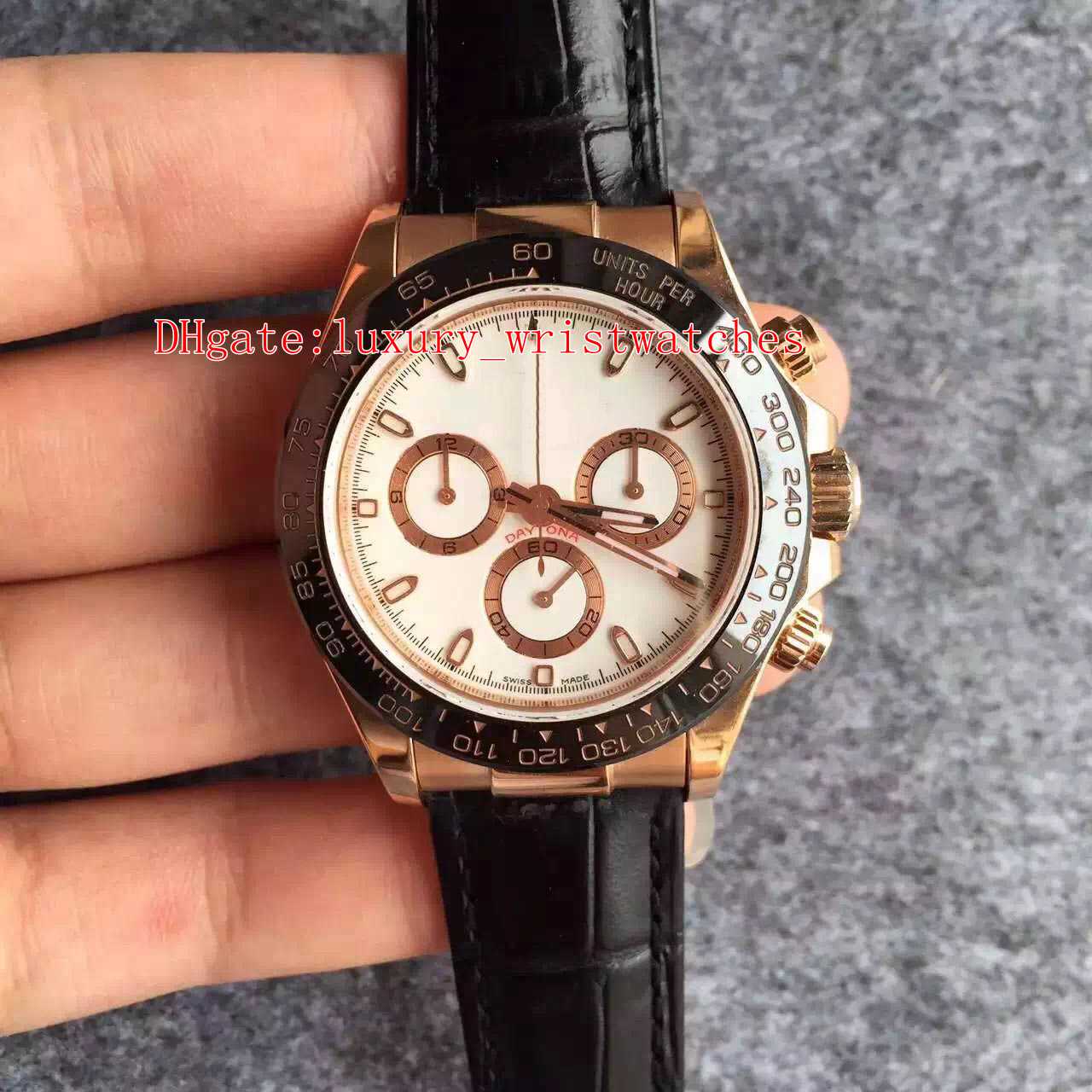 

Best Topselling Men Wristwatches JHF 116515LN-0003 116515 40mm Leather Strap 18k Rose Gold ETA 4130 Movement Automatic Mens Watch Watches, No box papers