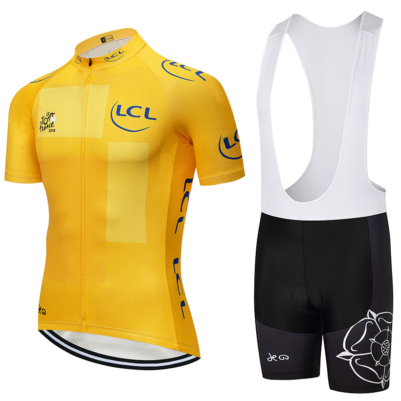 

Tour De France Team pro cycling jersey 9D Pad bike shorts set men Ropa Ciclismo bicycling Maillot Culotte wear, Yellow