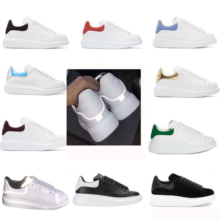 

big size 2021 3m Shoes White transparent fashion Oversize sneakers leather height increase Men And Women with box mix 30 versions, White purple suede