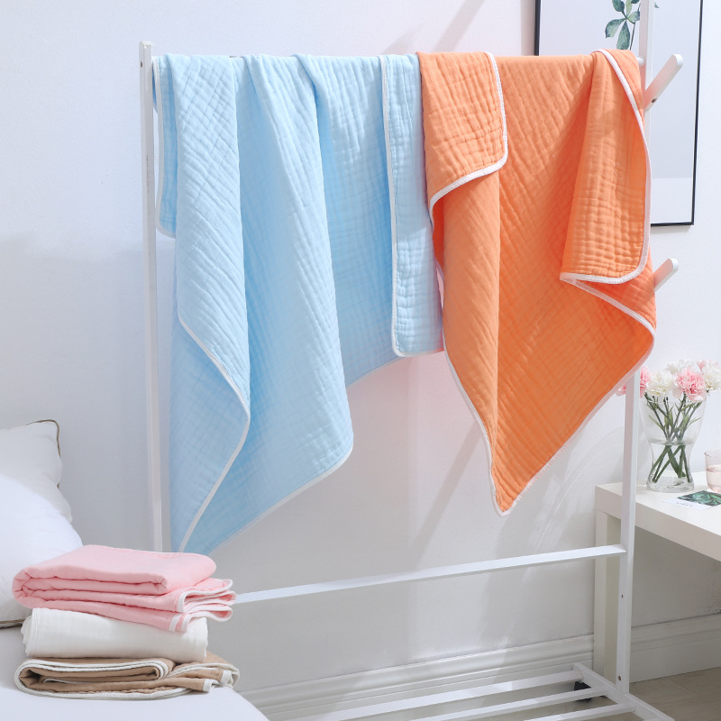 

6Layer Muslin Cotton Baby Swaddle Blanket Soft Baby Blankets Bath Gauze Infant Wrap Bedding Sleeping Blanket in Solid Color, Orange
