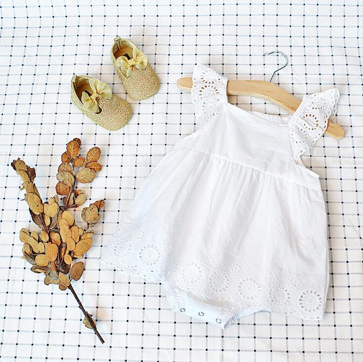 Infant bébé fille d'été en dentelle en couches robe manches à manches longues barboteuse vêtements Body pur coton barboteuse robe