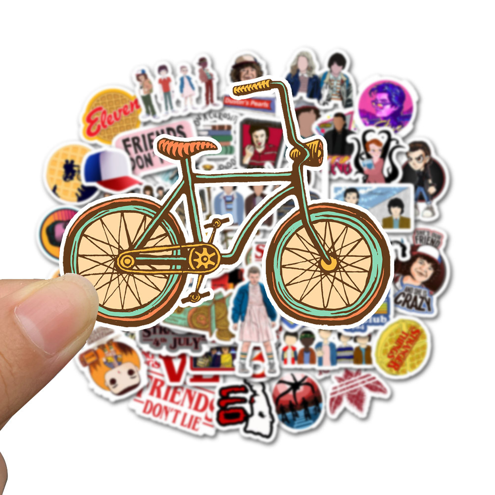

50 pcs small poster waterproof Car Stickers wonder Things For Laptop Skateboard Pad Bicycle Motorcycle PS4 Phone Luggage Decal Pvc guitar Stickers, Multi colors