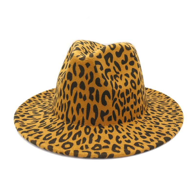 

2020 autumn and winter new leopard hat flat eaves big brim jazz hat ladies casual fashion wild personality