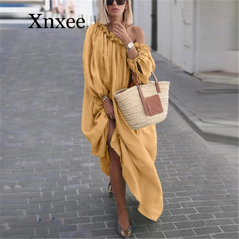 

2020 Sexy Bikini Cover-ups Fashion Long Loose Summer Dress Beach Kaftan Women Plus Size Beachwear Swimsuit Cover Up Sarong solid