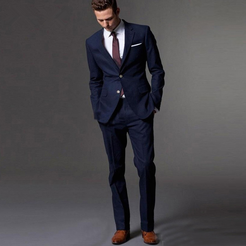 

Classic Notch Lapel Wedding Tuxedos Slim Fit Suits For Men Groomsmen Suit Two Pieces Prom Formal Suits (Jacket+Pants+Tie) 888, Same as image