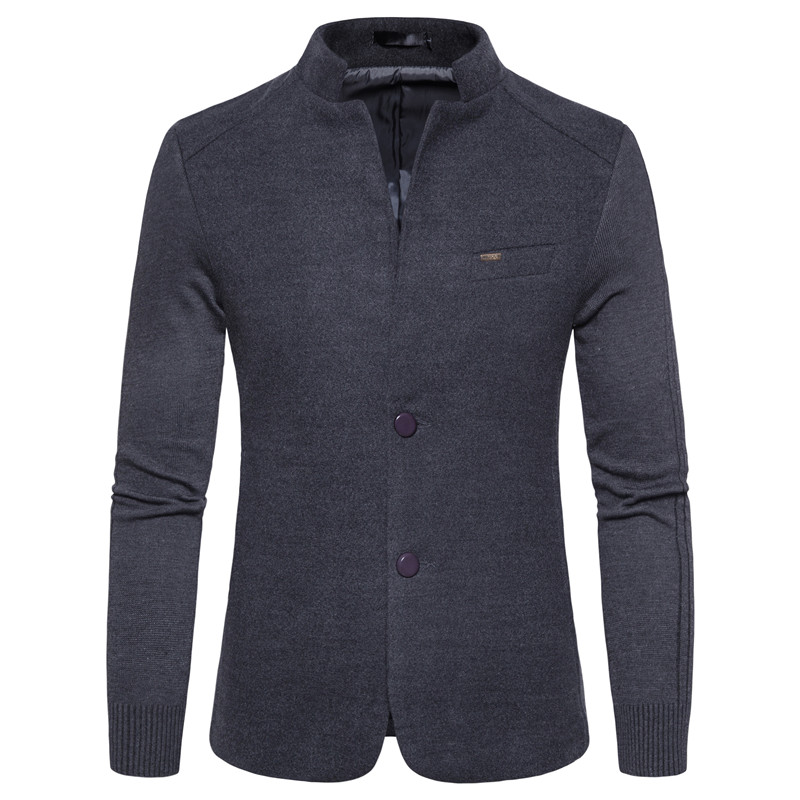 

2020 New Leisure Blazer Men Jackets Male Stand Collar Male Blazers Slim Fit Mens Blazer Gray Jacket Men, Black