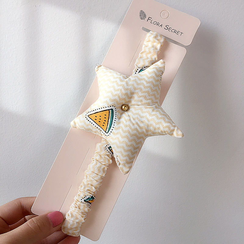 

Korea Children's Simple Cute Sweet Hair Ties Fruit Stripe Printing Cotton Five Stars Hairbands for Girl Fashion Hair Accessories