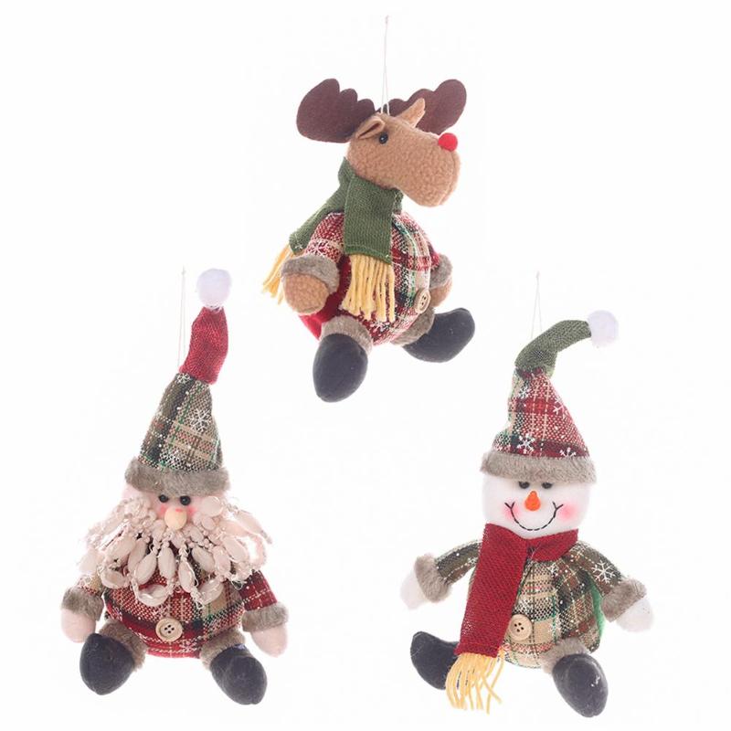 

Lovely Christmas Pendant Cloth Santa Claus Elk Snowman Collectible Doll Xmas Tree Ornament Home Garden Party Decoration