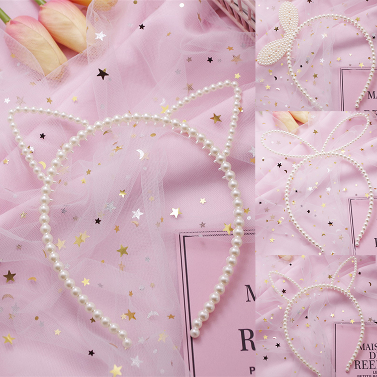 

kids Pearl cat ears headband 4 style fashion Lady Girl hairband SexySelf Headband Girl birthday party hair accessories for Women hoop JJ18, #01