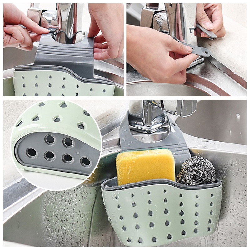 

Kitchen Sink Storage Drain Basket Cleaning Sponge Draining Holder Rack Kitchen Hanging Sink Drains Storage Tools Sink Holders BH2064 TQQ