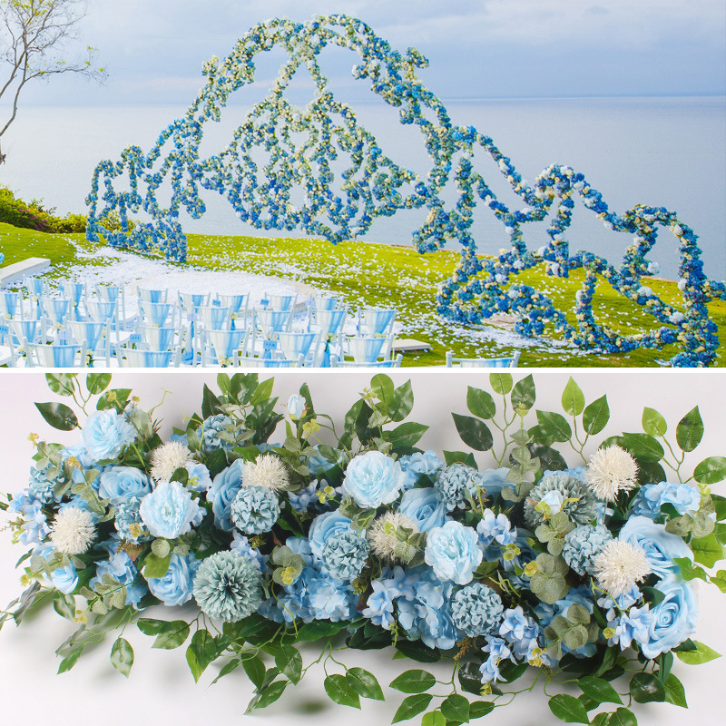 

Artificial Flower Rows Wedding Road Lead Flowers Long Table Centerpiece Flower Arch door Silk Rose Wedding Party Backdrops Decor, Pink