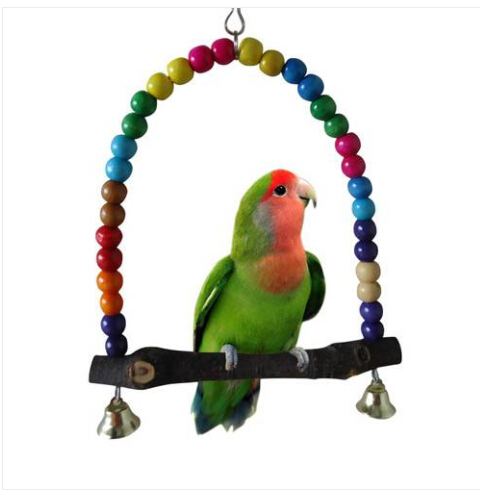 

Free shipping Wholesales 2019 Parrot Swing Pet Toy Colorful Bird Parakeet Budgie Lovebird Wood