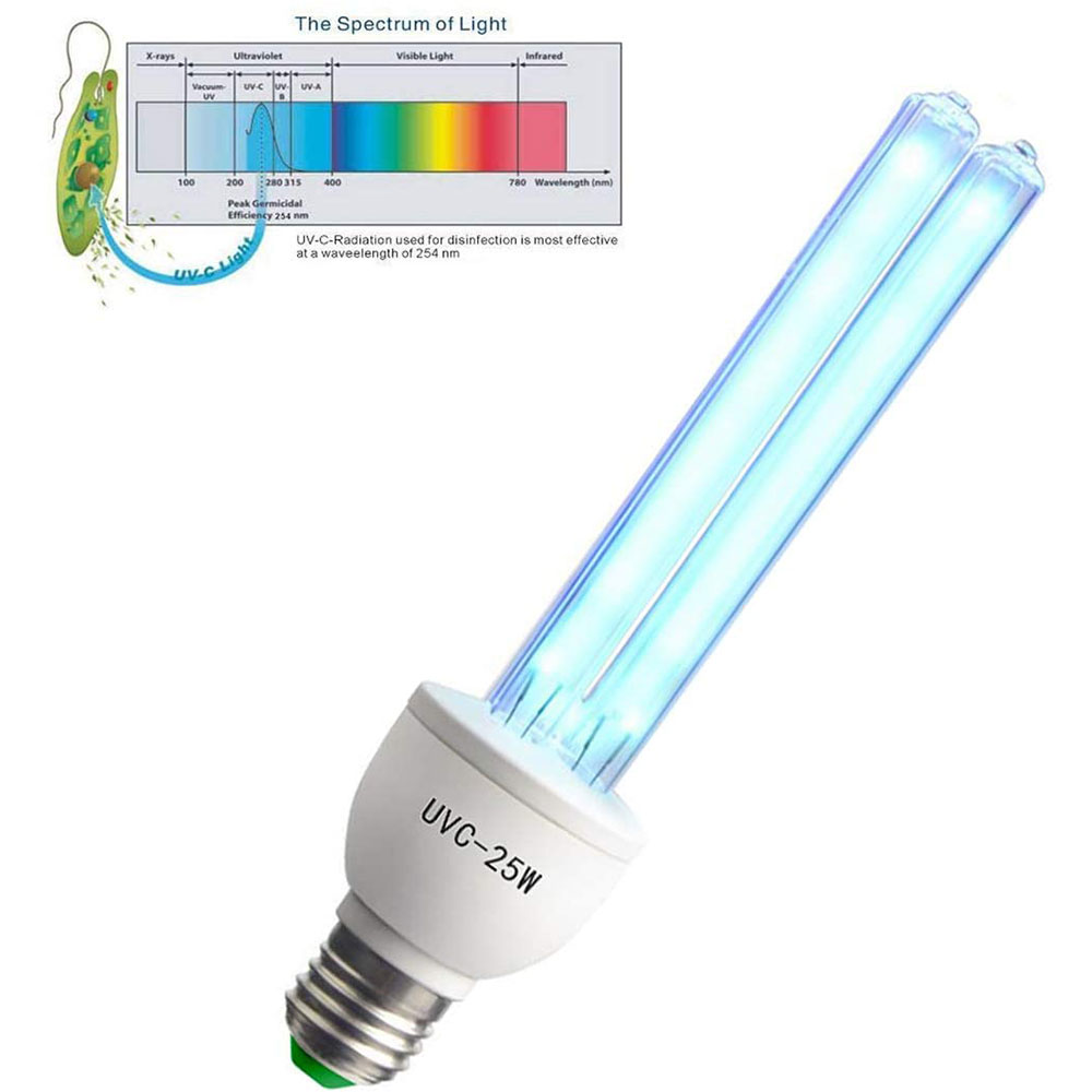 

UVC Germicidal Bulb, AC 110V/220V 10W/20W/25W E26/E27 Screw Socket UV Light Bulb, UVC Ozone Free