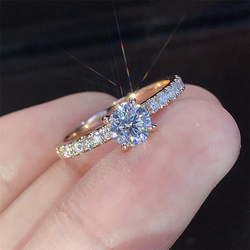 

Rose gold diamond ring Crystal engagement rings for women luxury designer jewelry women rings wedding rings sets fashion jewelry