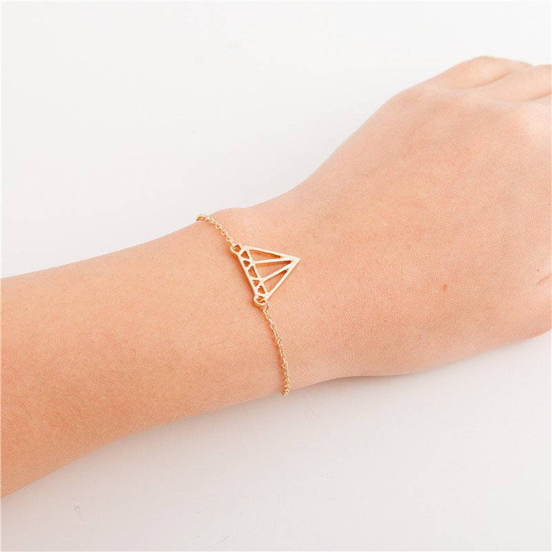 

10PCS Cut Open Subulate Triangles Diamond Bracelet Minimalist Simple Flat Line Origami Geometric Polygon Hexagon Layering Rhombus Cone Bracelets