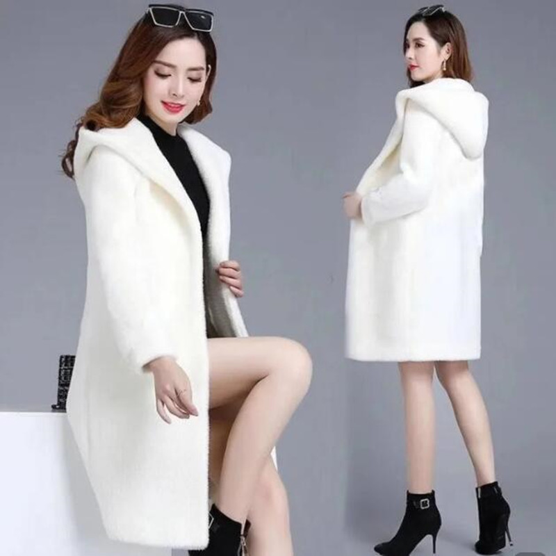 

New sheep velvet jacket 2019 women's winter and autumn long loose-fitting cardigan trench coat long coat windbreaker clothes, Black